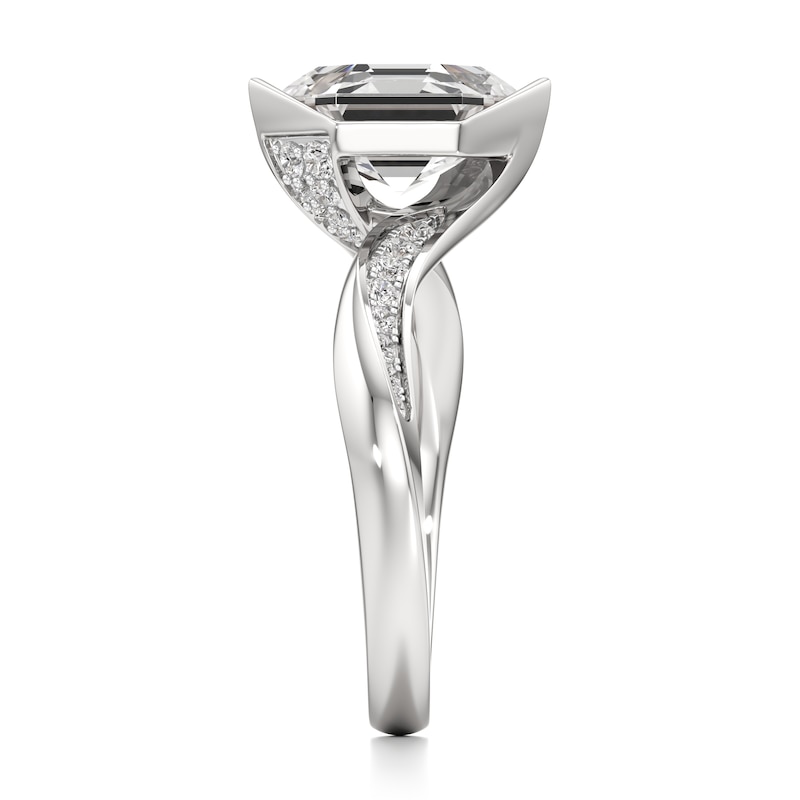 Main Image 3 of J'Lure Hexagon Step-Cut Lab-Grown Diamond Bypass Engagement Ring 3-1/4 ct tw 18K White Gold