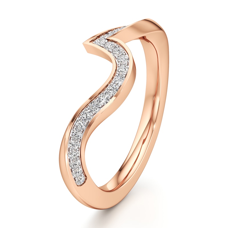Main Image 4 of J'Lure Lab-Grown Diamond Contour Wedding Band 1/5 ct tw 18K Rose Gold