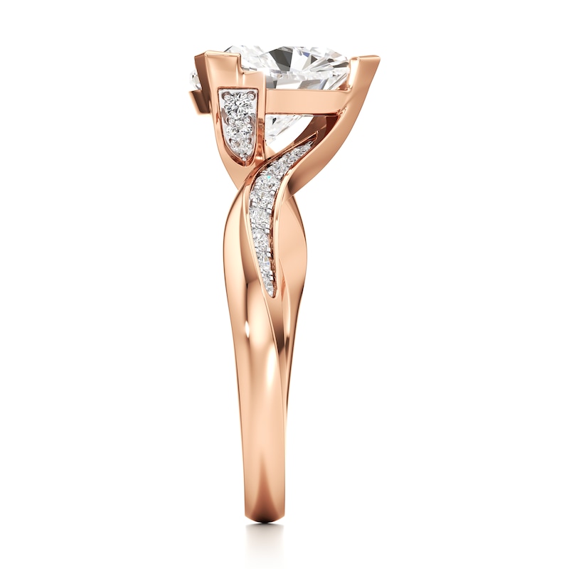 Main Image 3 of J'Lure Trillion Curved Brilliant-Cut Lab-Grown Diamond Bypass Engagement Ring 3-1/5 ct tw 18K Rose Gold