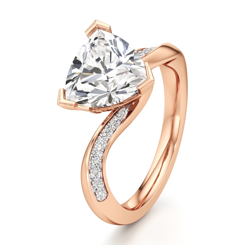 Main Image 4 of J'Lure Trillion Curved Brilliant-Cut Lab-Grown Diamond Bypass Engagement Ring 3-1/5 ct tw 18K Rose Gold