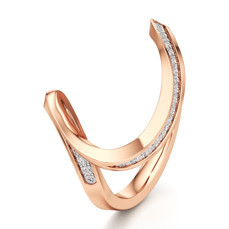 Main Image 4 of J'Lure Lab-Grown Diamond Contour Wedding Band 1/6 ct tw 18K Rose Gold