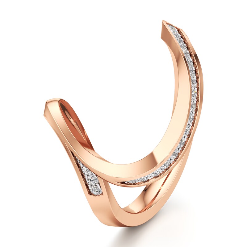 Main Image 4 of J'Lure Lab-Grown Diamond Contour Wedding Band 1/5 ct tw 18K Rose Gold