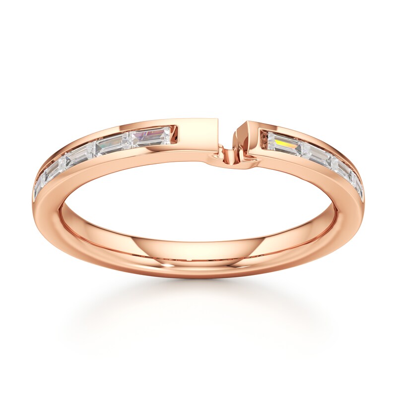 Main Image 1 of J'Lure Baguette-Cut Lab-Grown Diamond Contour Wedding Band 3/8 ct tw 18K Rose Gold