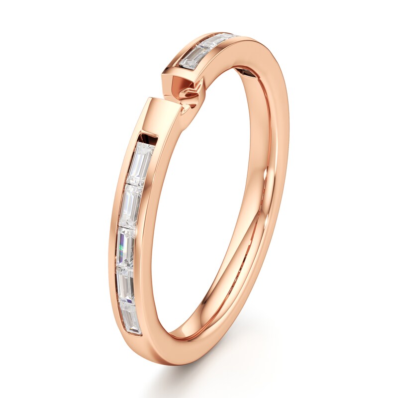 Main Image 4 of J'Lure Baguette-Cut Lab-Grown Diamond Contour Wedding Band 3/8 ct tw 18K Rose Gold