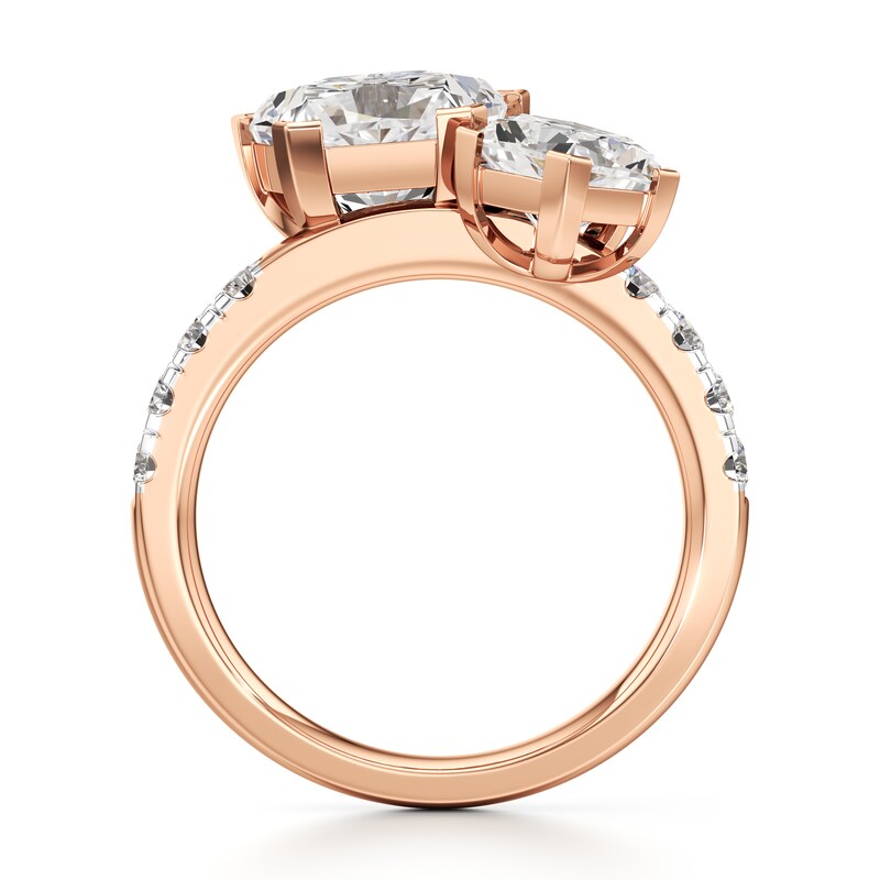 Main Image 2 of J'Lure Pentagon Brilliant-Cut Two-Stone Lab-Grown Diamond Engagement Ring 4-1/2 ct tw 18K Rose Gold