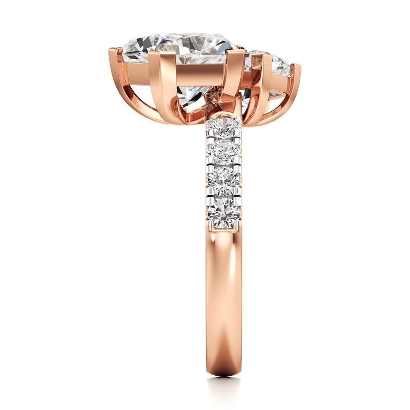 Main Image 3 of J'Lure Pentagon Brilliant-Cut Two-Stone Lab-Grown Diamond Engagement Ring 4-1/2 ct tw 18K Rose Gold