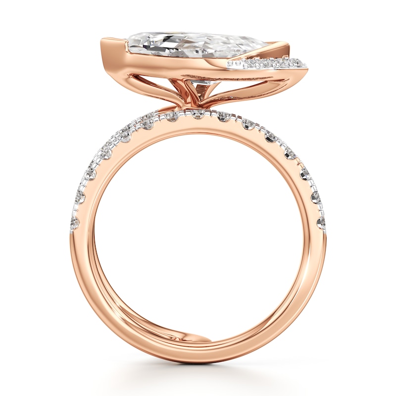 Main Image 2 of J'Lure Leaf Step-Cut Lab-Created Diamond Spiral Engagement Ring 3-3/4 ct tw 18K Rose Gold