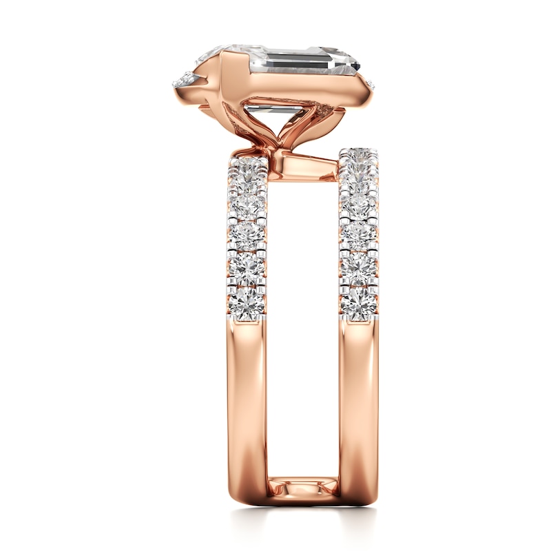 Main Image 3 of J'Lure Leaf Step-Cut Lab-Created Diamond Spiral Engagement Ring 3-3/4 ct tw 18K Rose Gold