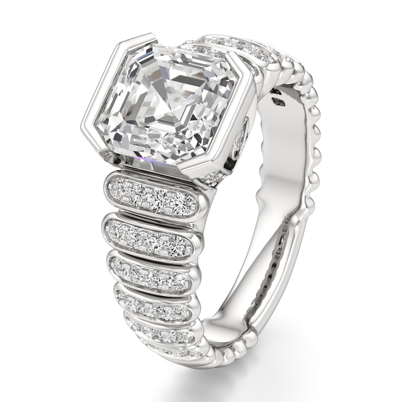 Main Image 4 of J'Lure Square-Emerald Step-Cut Lab-Created Diamond Engagement Ring 3-1/2 ct tw 18K White Gold