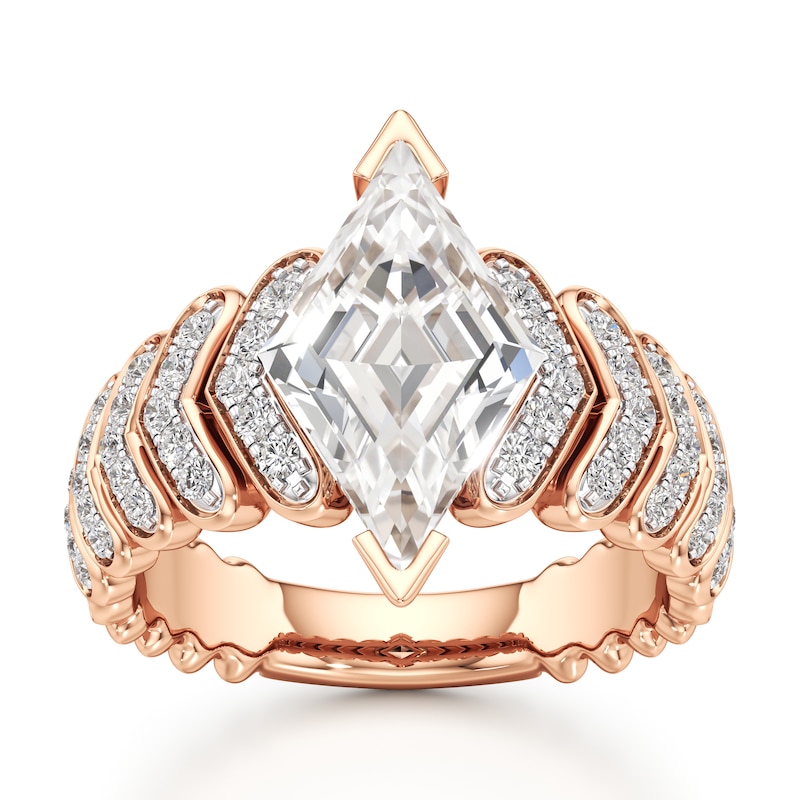 Main Image 1 of J'Lure Lozenge Step-Cut Lab-Grown Diamond Engagement Ring 3-1/2 ct tw 18K Rose Gold