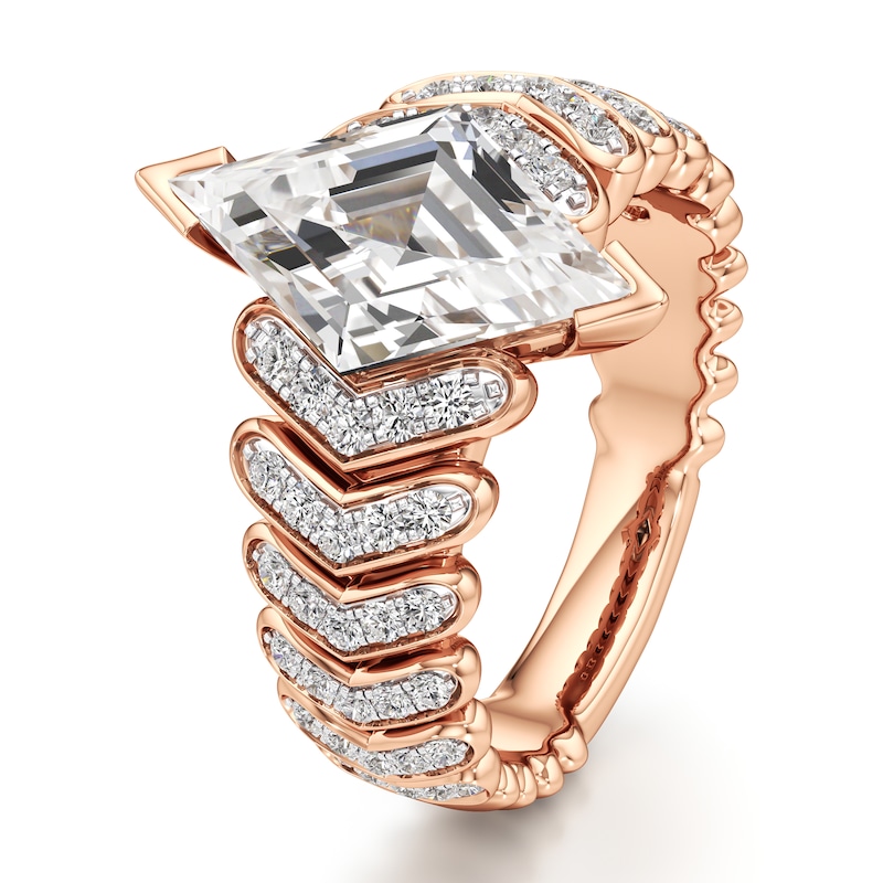 Main Image 4 of J'Lure Lozenge Step-Cut Lab-Grown Diamond Engagement Ring 3-1/2 ct tw 18K Rose Gold