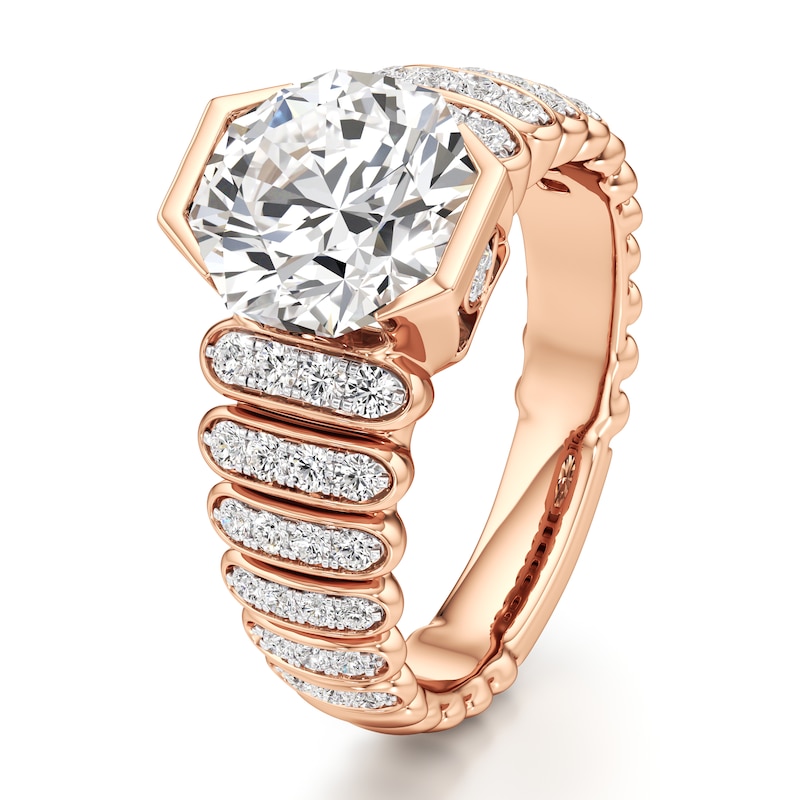 Main Image 4 of J'Lure Octagon Brilliant-Cut Lab-Grown Diamond Engagement Ring 3-3/8 ct tw 18K Rose Gold