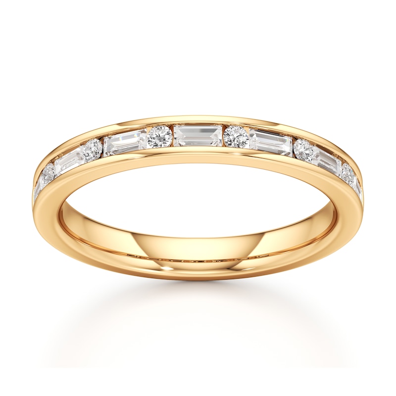 Main Image 1 of J'Lure Baguette & Round-Cut Lab-Grown Diamond Wedding Band 3/8 ct tw 18K Yellow Gold