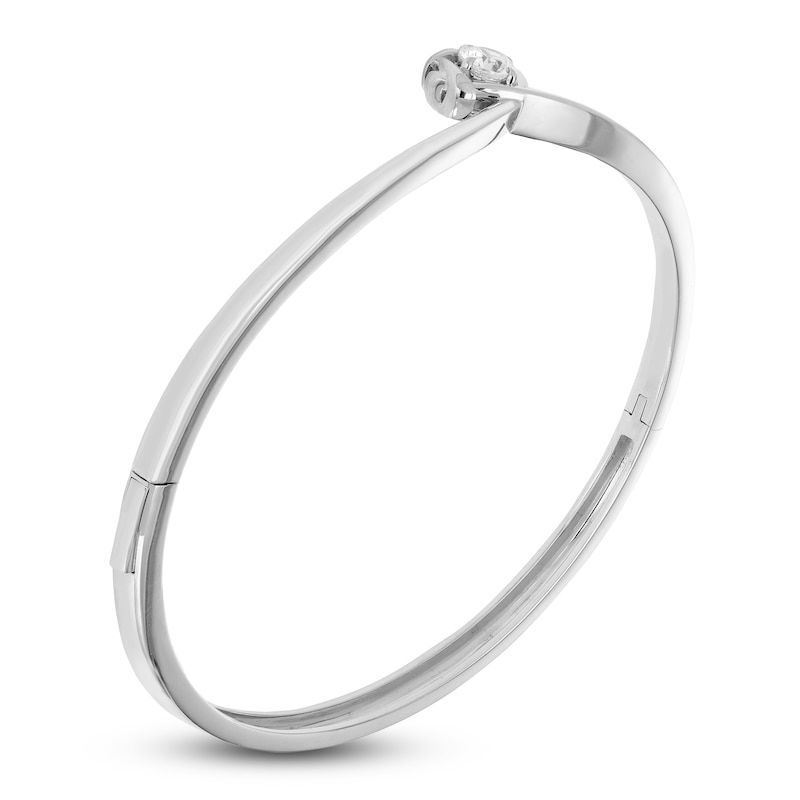 Main Image 2 of Unspoken Diamond Solitaire Bangle Bracelet 1/2 ct tw 14K White Gold 7" (I1/I)