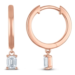 Emerald-Cut Lab-Grown Diamond Solitaire Dangle Hoop Earrings 1/2 ct tw 14K Rose Gold (SI2/F)