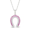 Thumbnail Image 1 of Pink & White Lab-Created Sapphire Horseshoe Necklace Sterling Silver 18"