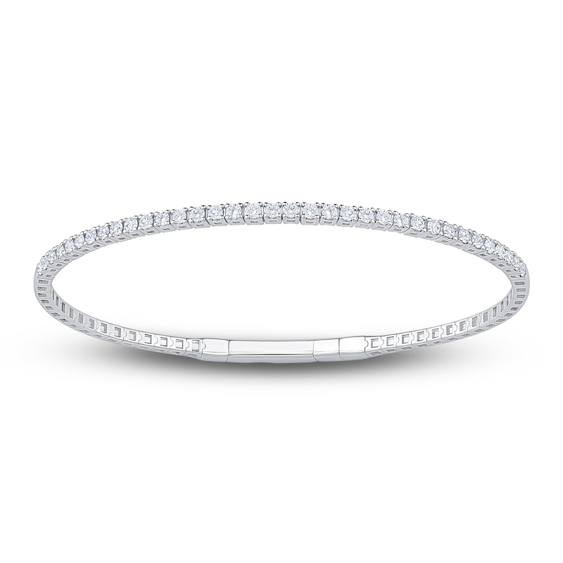 Main Image 1 of Lab-Grown Diamond Flex Bangle Bracelet 1 ct tw 14K White Gold