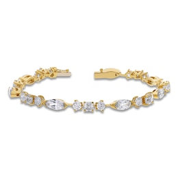 J'Lure Moval Old-Cut, Pentagon Brilliant-Cut & Square Emerald Step-Cut Lab-Grown Diamond Bracelet 8-7/8 ct tw 14K Yellow Gold 7"