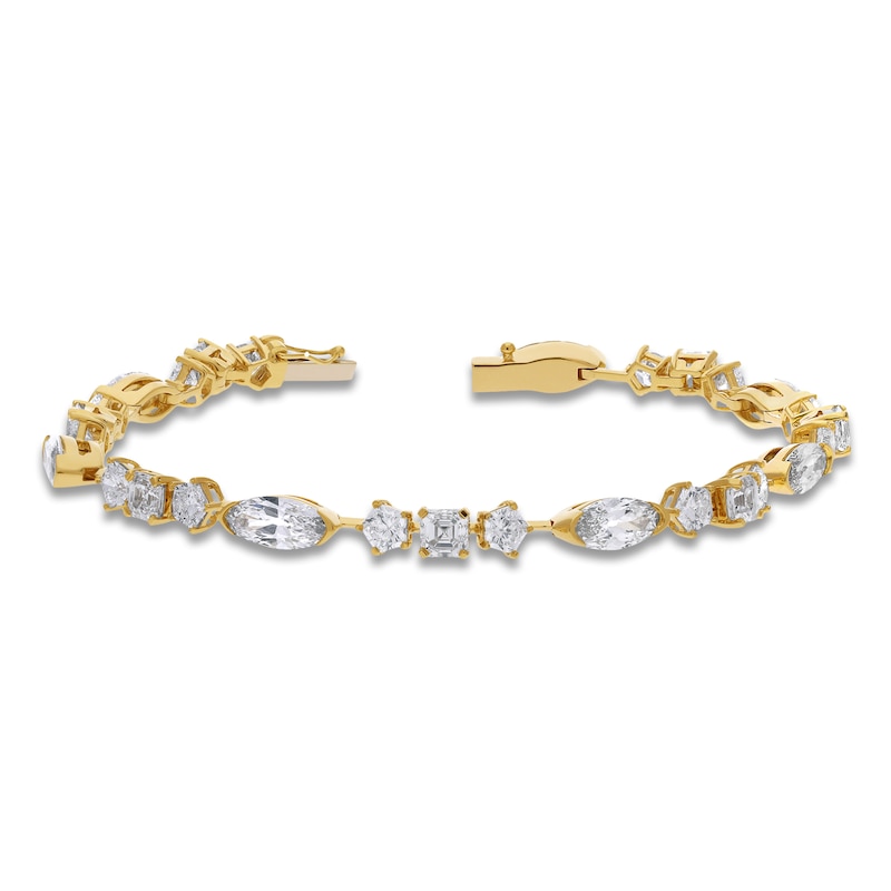 Main Image 1 of J'Lure Moval Old-Cut, Pentagon Brilliant-Cut & Square Emerald Step-Cut Lab-Grown Diamond Bracelet 8-7/8 ct tw 14K Yellow Gold 7"