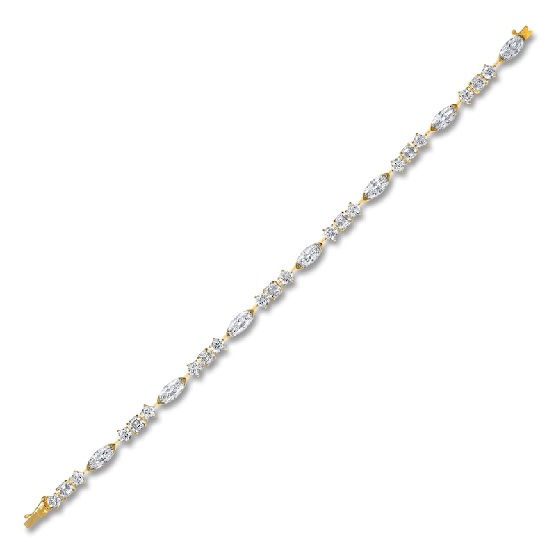 Main Image 2 of J'Lure Moval Old-Cut, Pentagon Brilliant-Cut & Square Emerald Step-Cut Lab-Grown Diamond Bracelet 8-7/8 ct tw 14K Yellow Gold 7"