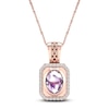 Thumbnail Image 1 of Natural Pink Quartz Necklace 1/6 ct tw Diamonds 14K Rose Gold 18"