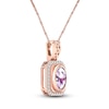 Thumbnail Image 2 of Natural Pink Quartz Necklace 1/6 ct tw Diamonds 14K Rose Gold 18"