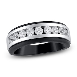 Men's Certified Diamond Wedding Band 1 ct tw 18K Black Gold & 18K White Gold