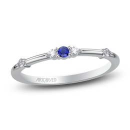 ArtCarved Natural Blue Sapphire & Diamond Anniversary Ring 1/15 ct tw 14K White Gold