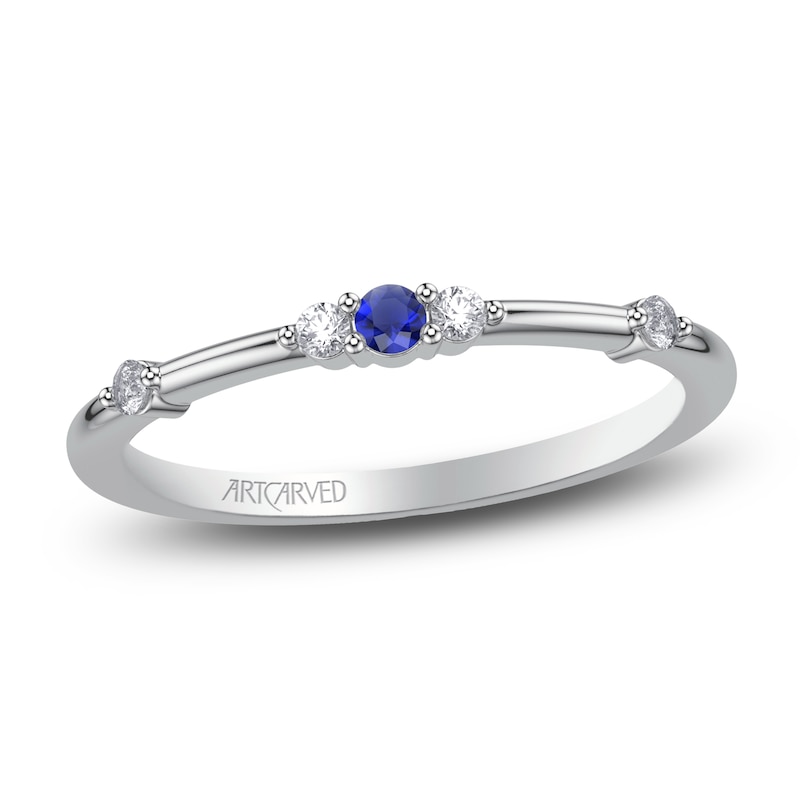 Main Image 1 of ArtCarved Natural Blue Sapphire & Diamond Anniversary Ring 1/15 ct tw 14K White Gold