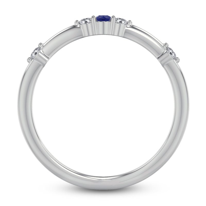 Main Image 3 of ArtCarved Natural Blue Sapphire & Diamond Anniversary Ring 1/15 ct tw 14K White Gold