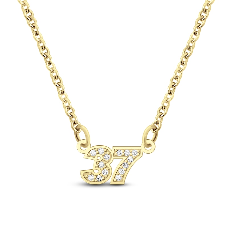 Main Image 1 of Diamond Double Digit Number Necklace Diamond Accents 10K Yellow Gold 18"