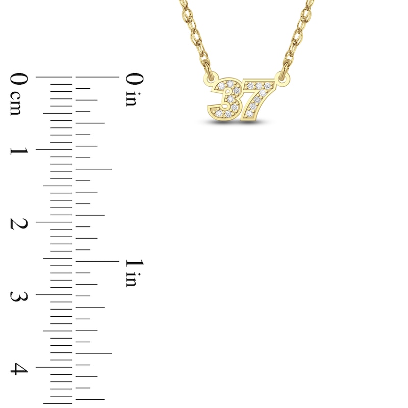 Main Image 4 of Diamond Double Digit Number Necklace Diamond Accents 10K Yellow Gold 18"