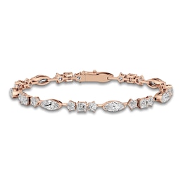 J'Lure Moval Old-Cut, Pentagon Brilliant-Cut & Square Emerald Step-Cut Lab-Grown Diamond Bracelet 8-7/8 ct tw 14K Rose Gold 7"