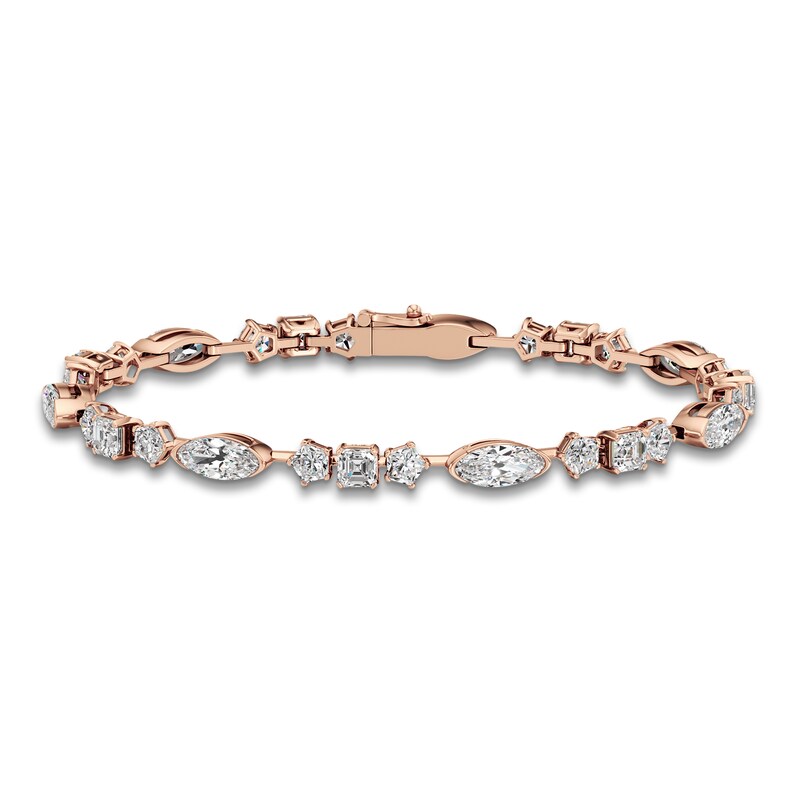 Main Image 1 of J'Lure Moval Old-Cut, Pentagon Brilliant-Cut & Square Emerald Step-Cut Lab-Grown Diamond Bracelet 8-7/8 ct tw 14K Rose Gold 7"