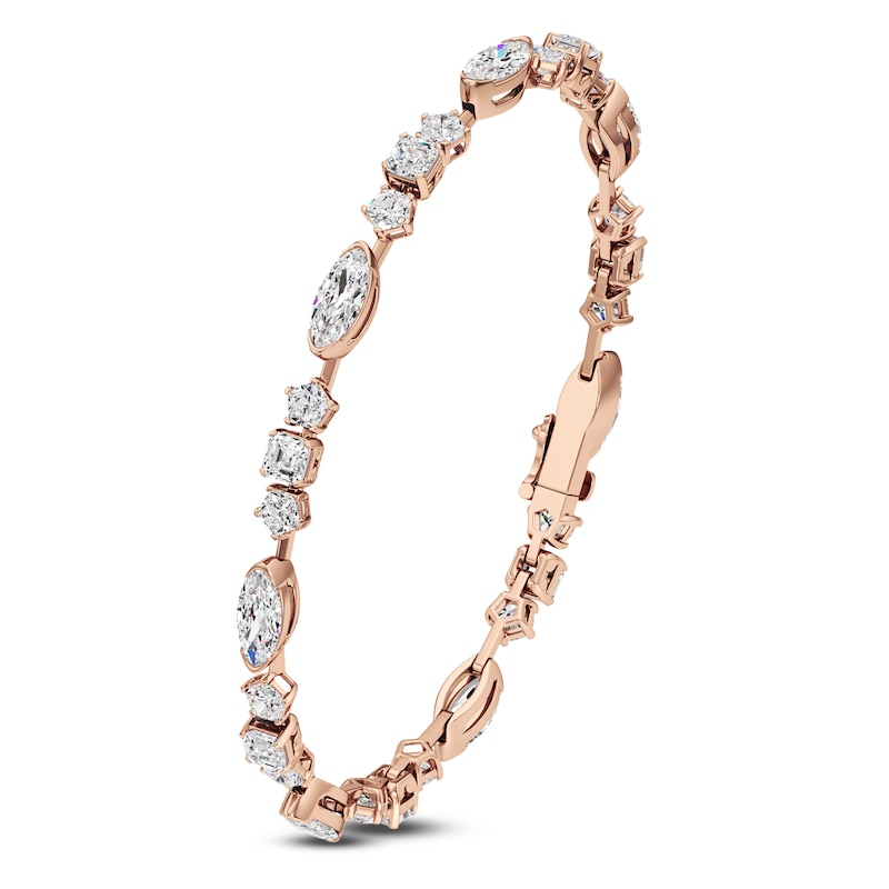 Main Image 2 of J'Lure Moval Old-Cut, Pentagon Brilliant-Cut & Square Emerald Step-Cut Lab-Grown Diamond Bracelet 8-7/8 ct tw 14K Rose Gold 7"