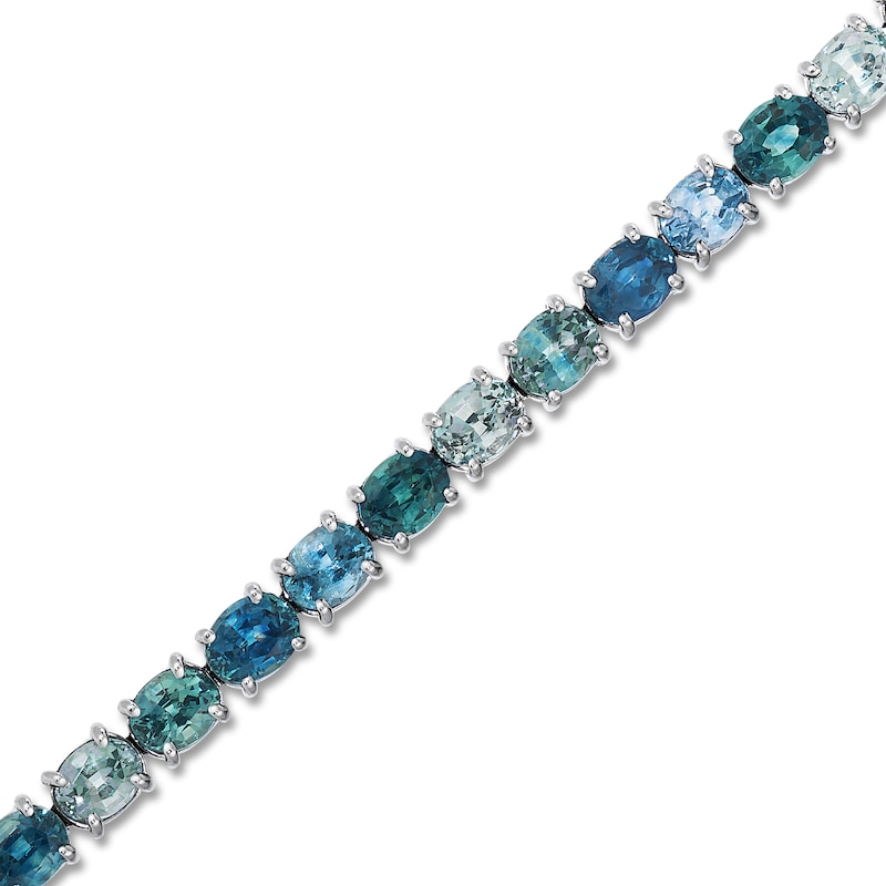 Main Image 2 of Le Vian Oval-Cut Natural Montana Sapphire Bracelet 14K Vanilla Gold 7.25"
