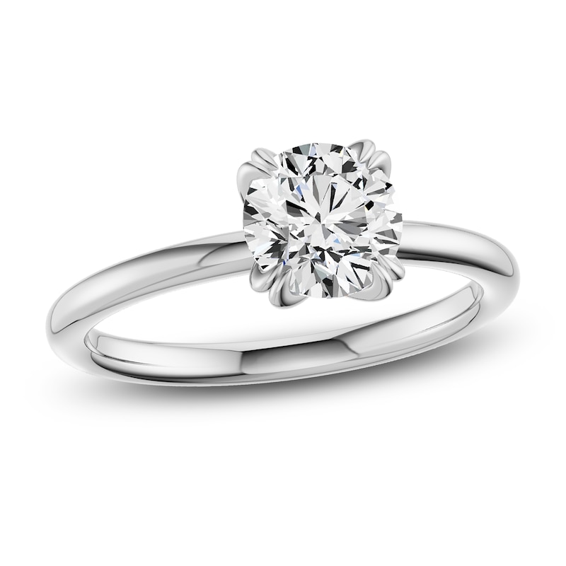 Main Image 1 of Certified Round-Cut Diamond Solitaire Engagement Ring 1-1/2 ct tw 14K White Gold (I1/I)