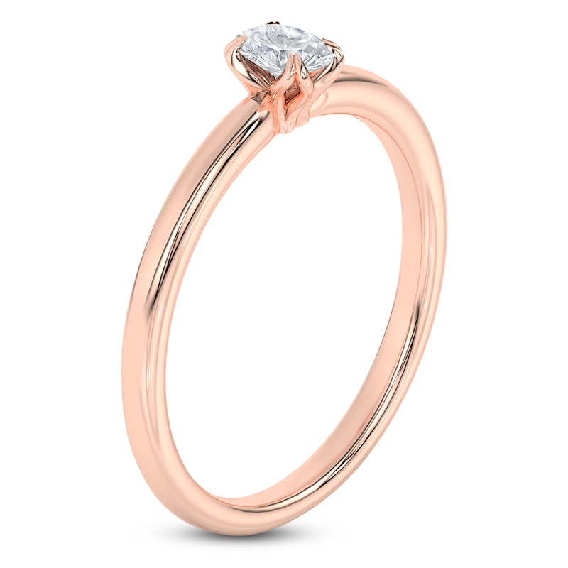 Main Image 2 of Certified Oval-Cut Diamond Solitaire Engagement Ring 1/4 ct tw 18K Rose Gold (SI2/G)