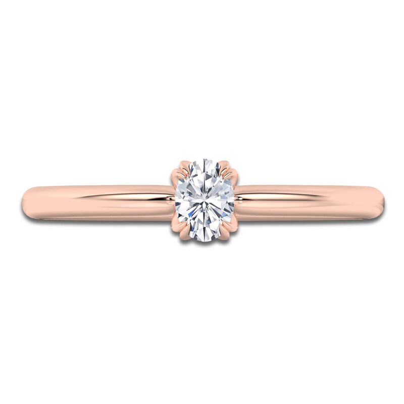 Main Image 3 of Certified Oval-Cut Diamond Solitaire Engagement Ring 1/4 ct tw 18K Rose Gold (SI2/G)