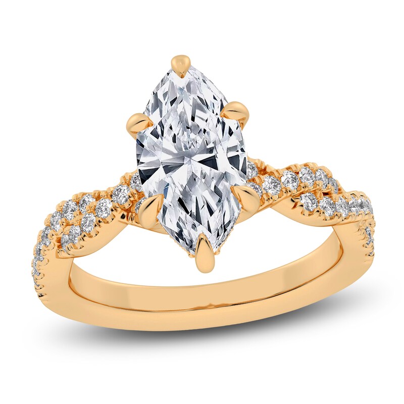 Marquise-Cut Lab-Grown Diamond Twist Shank Engagement Ring 2-1/3 ct tw 14K Yellow Gold