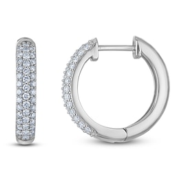 Lab-Grown Diamond Three-Row Pavé Hoop Earrings 1/2 ct tw 10K White Gold