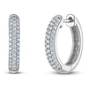 Thumbnail Image 2 of Lab-Grown Diamond Three-Row Pavé Hoop Earrings 1/2 ct tw 10K White Gold