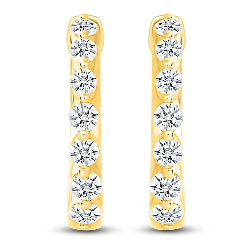 Main Image 1 of Diamond Hoop Earrings 1/2 ct tw 10K Yellow Gold