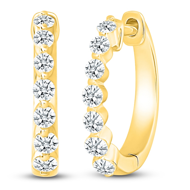 Main Image 2 of Diamond Hoop Earrings 1/2 ct tw 10K Yellow Gold