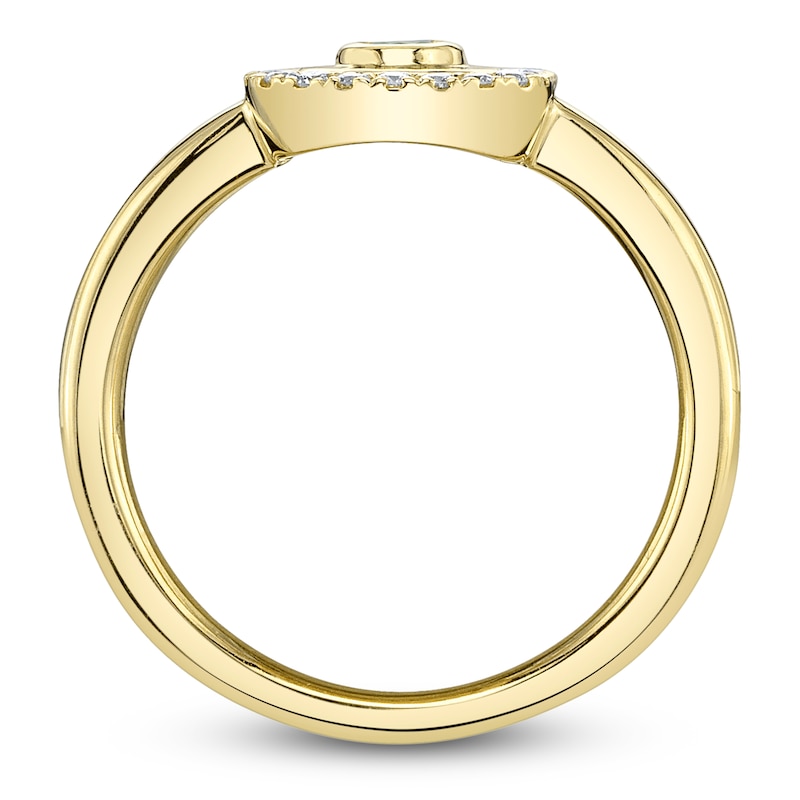 Main Image 4 of Shy Creation Oval-Cut Natural Emerald & Diamond Ring 1/6 ct tw 14K Yellow Gold SC41002338