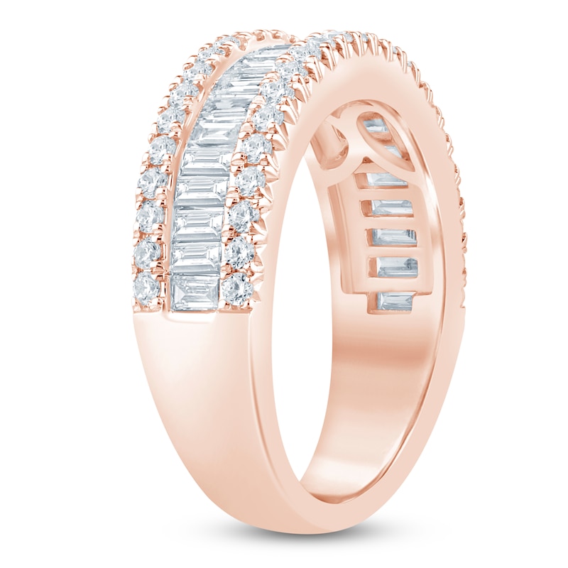 Main Image 2 of Baguette & Round-Cut Lab-Grown Diamond Anniversary Ring 1-1/2 ct tw 14K Rose Gold