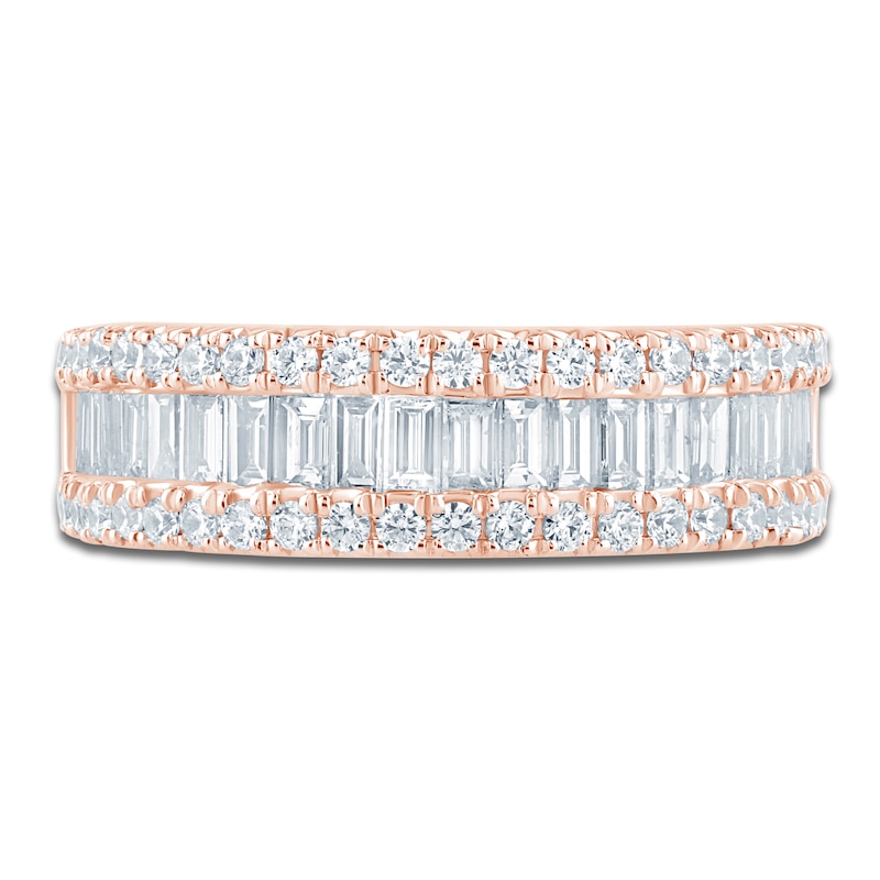 Main Image 3 of Baguette & Round-Cut Lab-Grown Diamond Anniversary Ring 1-1/2 ct tw 14K Rose Gold