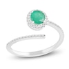 Thumbnail Image 1 of Natural Emerald & Diamond Halo Deconstructed Ring 1/6 ct tw 10K White Gold