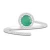 Thumbnail Image 3 of Natural Emerald & Diamond Halo Deconstructed Ring 1/6 ct tw 10K White Gold