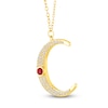 Thumbnail Image 2 of Bezel-Set Natural Ruby & Diamond Crescent Moon Necklace 1/4 ct tw 10K Yellow Gold 18"
